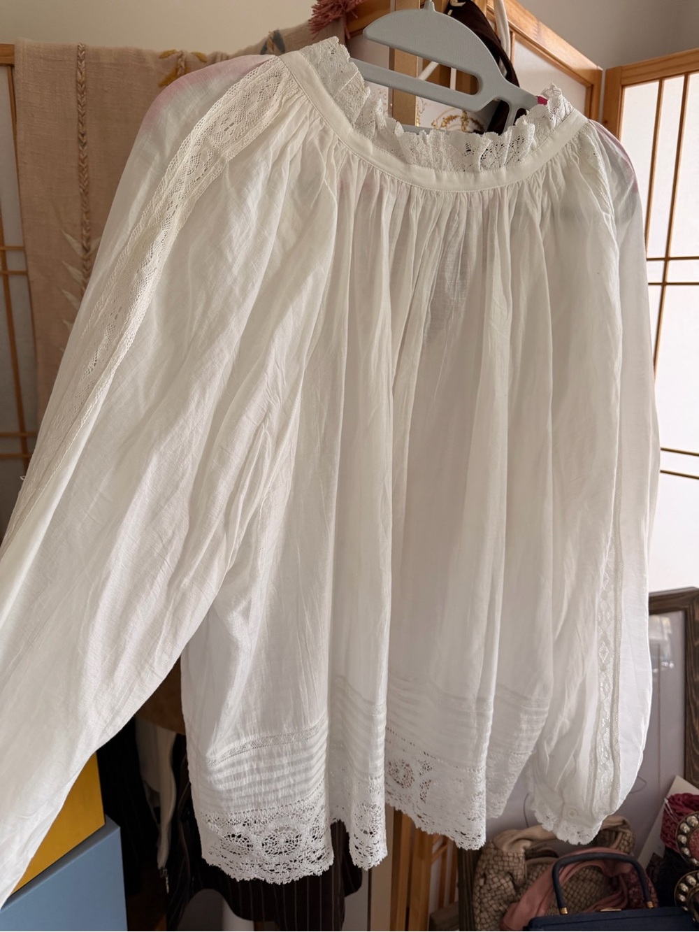 Zadig & Voltaire Theresa Cotton Lace Boho Blouse White Size L - Picture 9 of 13